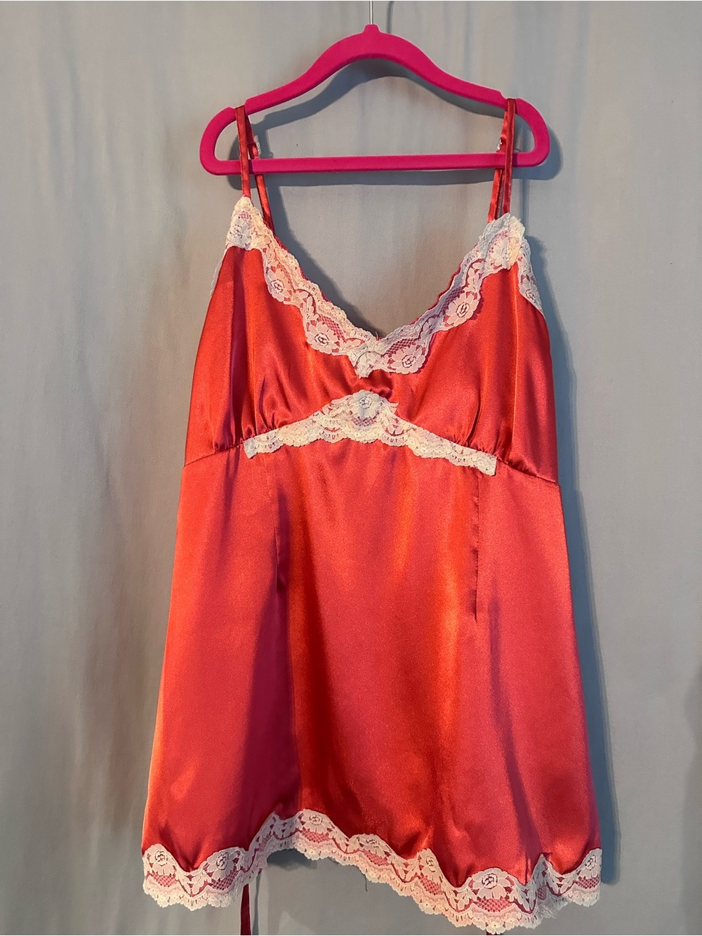 Vintage Announcements Maternity Coral Satin Lace Trim Camisole
